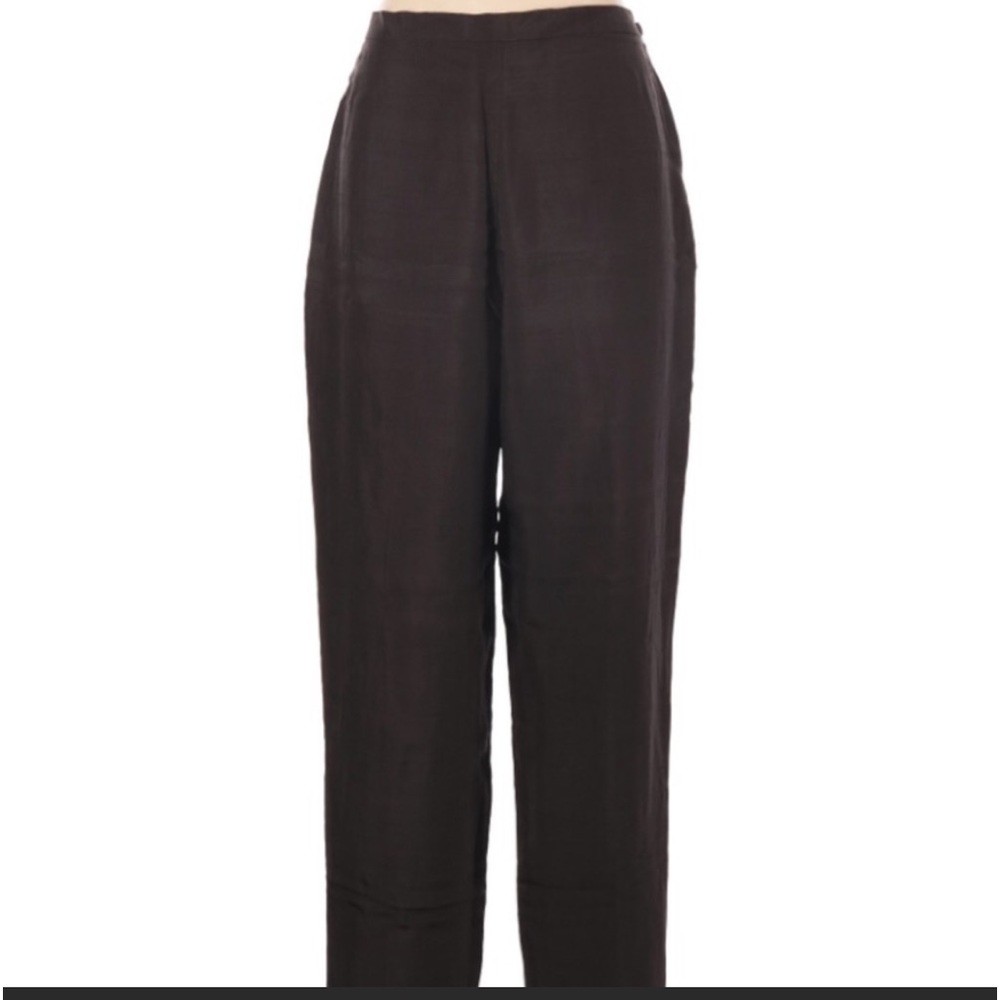 Eileen Fisher Brown raw silk pants